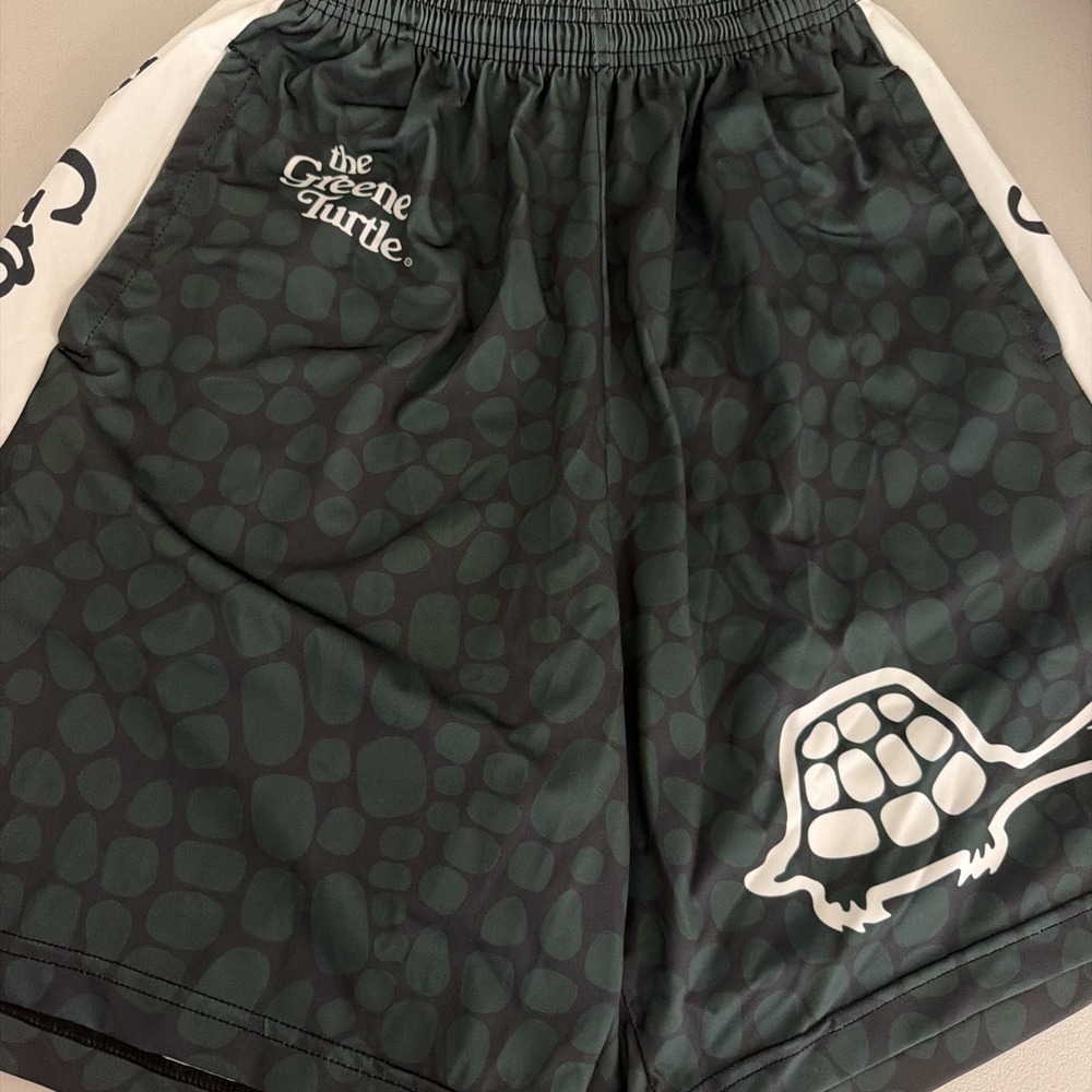 Fit 2 Win The Greene Turtle Lacrosse Shorts Men Large Green Shell Print
